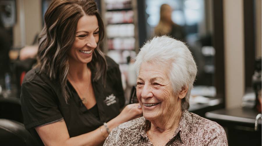Gentle hair wash and blow-dry