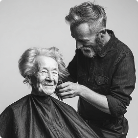 Resident getting a haircut